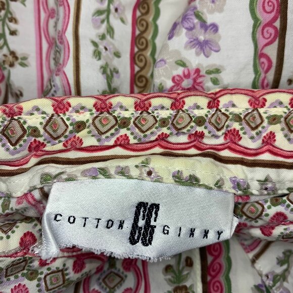 VTG 90s Cotton Ginny Striped Floral Women's Blouse Made In Canada - Picture 8 of 9